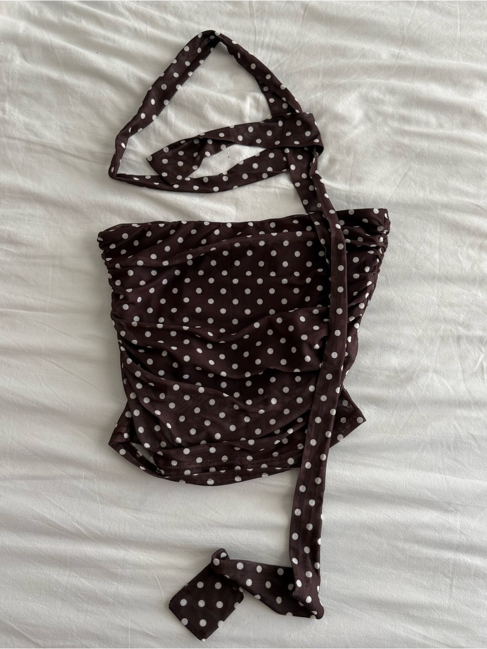 Brown Polka Dot Top with Scarf